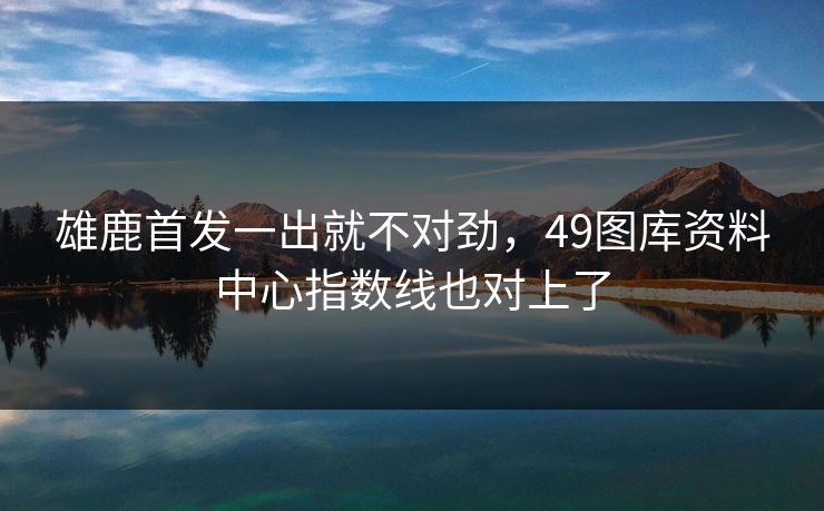雄鹿首发一出就不对劲，49图库资料中心指数线也对上了