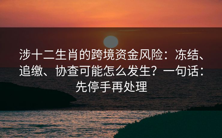 涉十二生肖的跨境资金风险:冻结、追缴、协查可能怎么发生?一句话:先停手再处理 涉十二生肖的跨境资金风险:冻结、追缴、协查可能怎么发生?一句话:先停手再处理