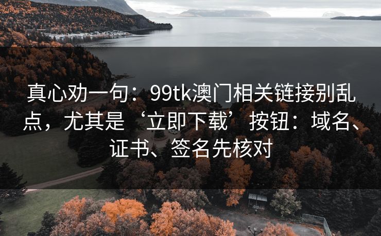 真心劝一句：99tk澳门相关链接别乱点，尤其是‘立即下载’按钮：域名、证书、签名先核对
