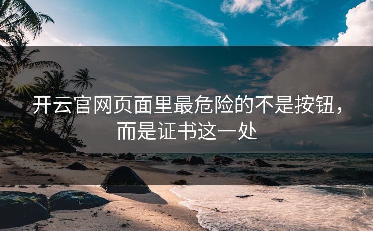 开云官网页面里最危险的不是按钮，而是证书这一处