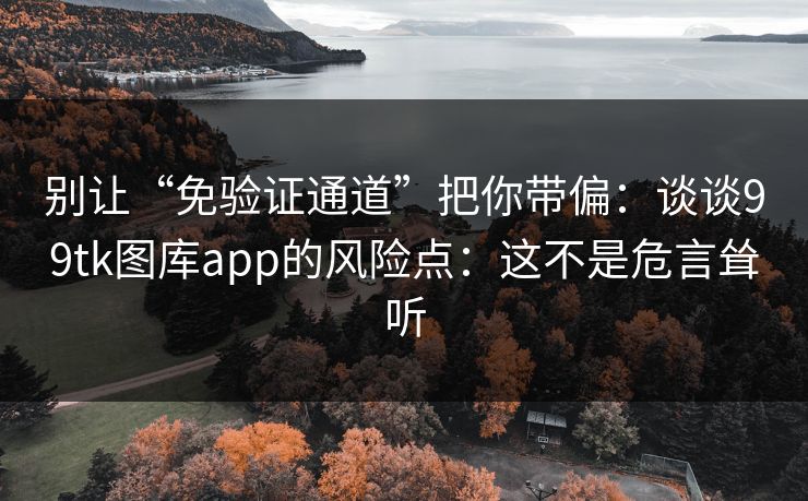 别让“免验证通道”把你带偏：谈谈99tk图库app的风险点：这不是危言耸听