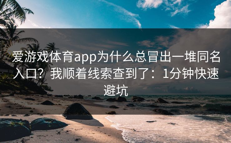 爱游戏体育app为什么总冒出一堆同名入口？我顺着线索查到了：1分钟快速避坑